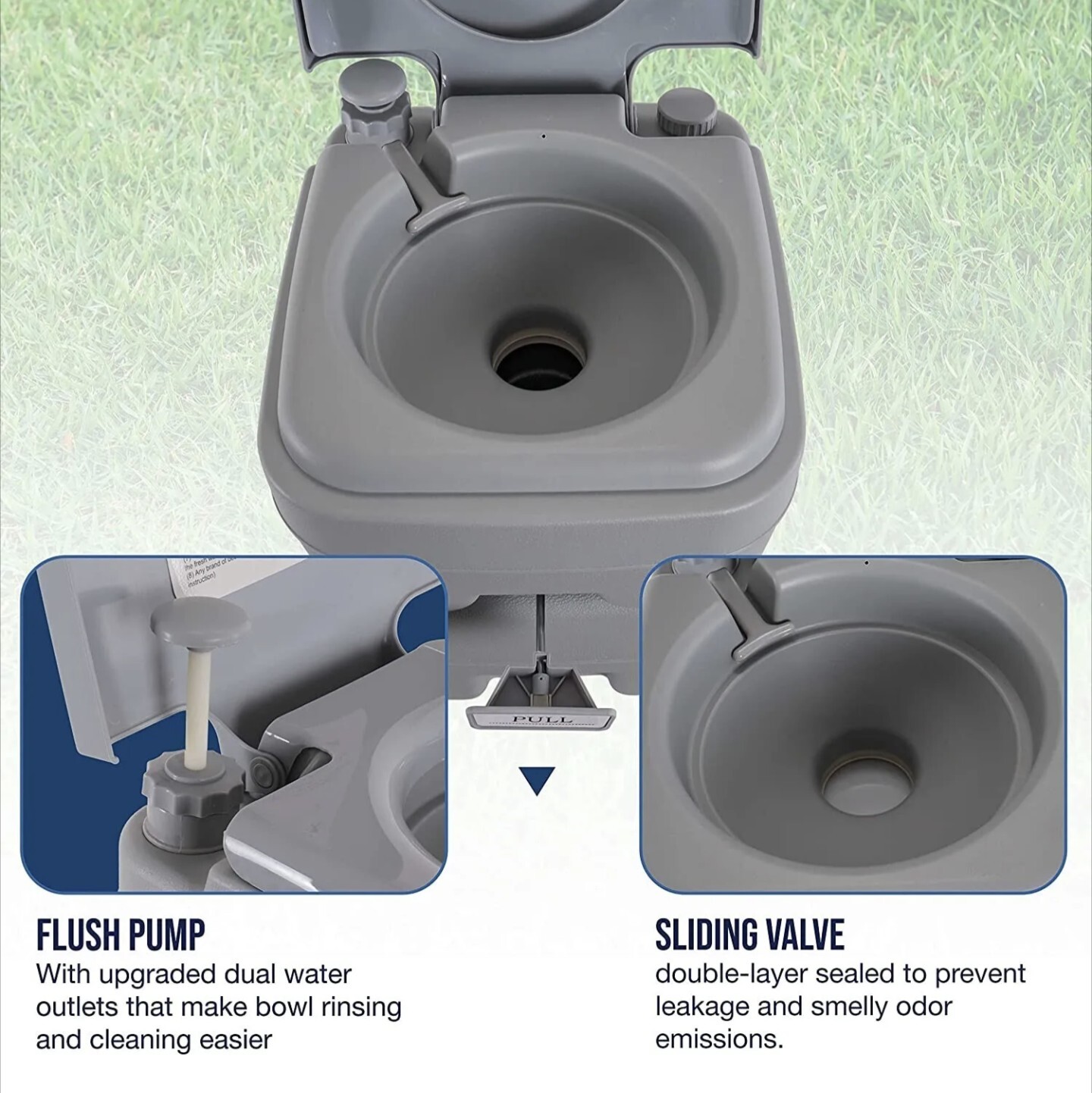 U.S. Camping Supply Portable Toilet with Carry Bag, 5.3 Gallon Waste Tank – Comp