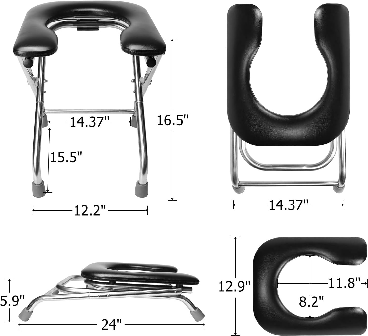 Portable Toilet for Camping, 350LBS Stainless Steel Foldable Camp Travel Toilet