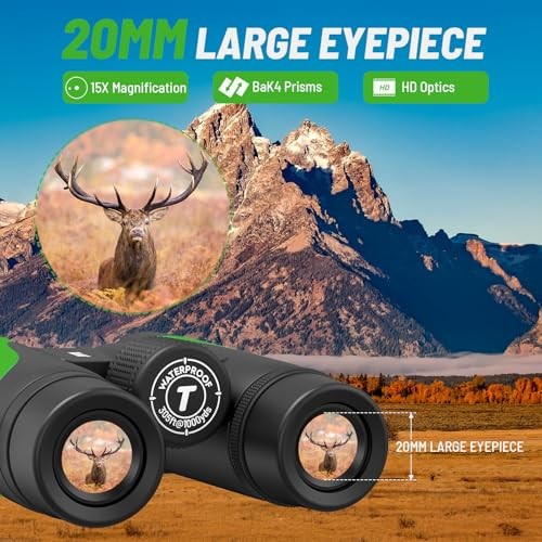 Green 15×55 UHD Binoculars for Adults – High Powered with Phone Adapter – Large