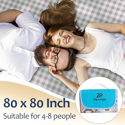 Waterproof Picnic Blankets, 80″ x 80″ Picnic Mat Outdoor Portable Travel