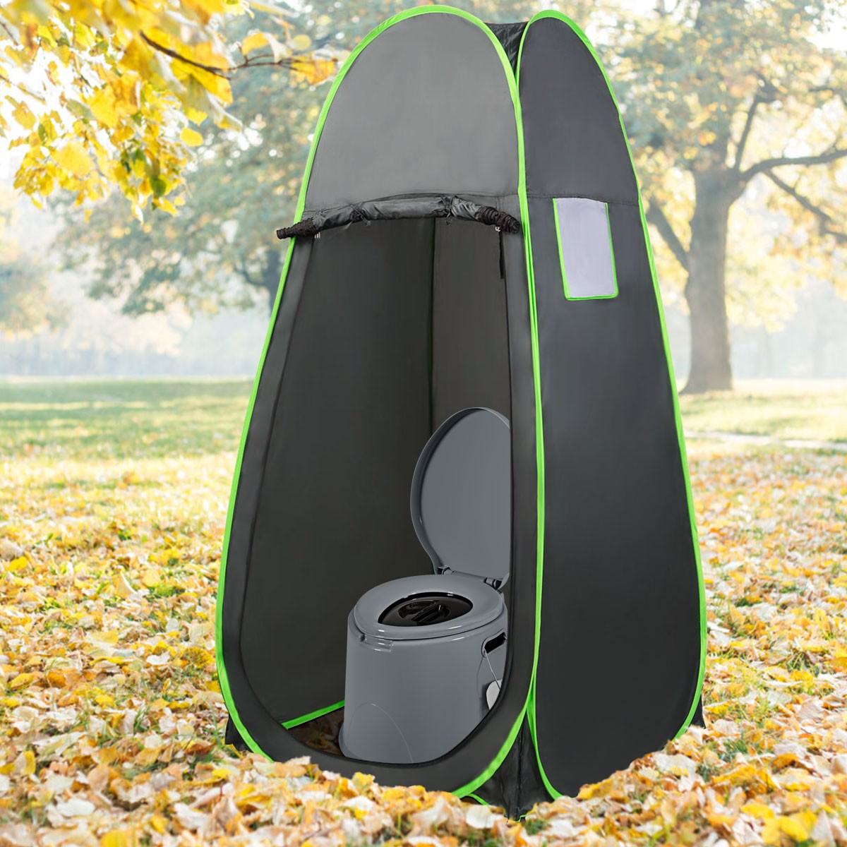 Portable Travel Toilet Indoor Outdoor W/Paper Holder for Outdoor Camping Grey