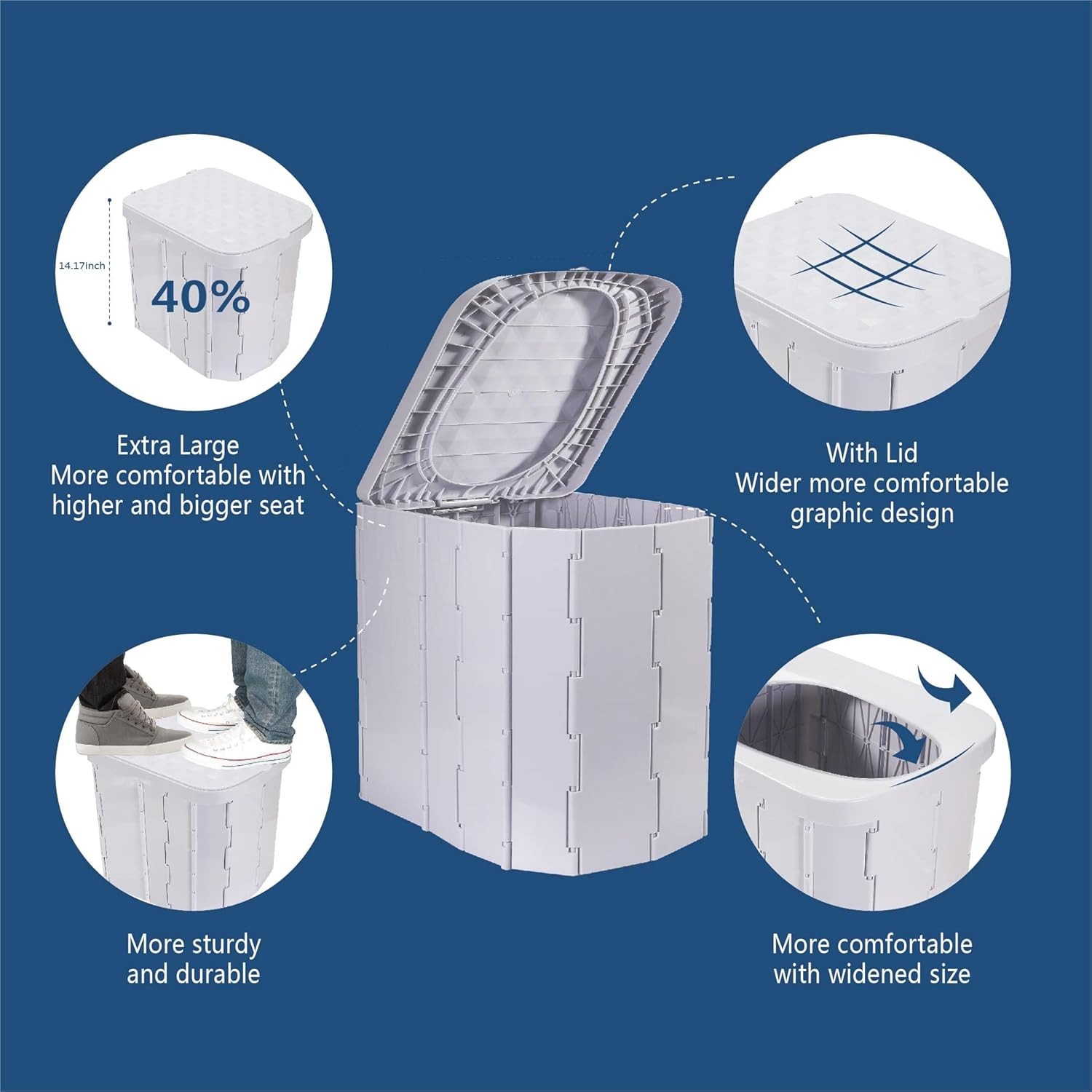Portable Camping Toilet for Adults – XL Portable Folding Toilet with Lid,Travel