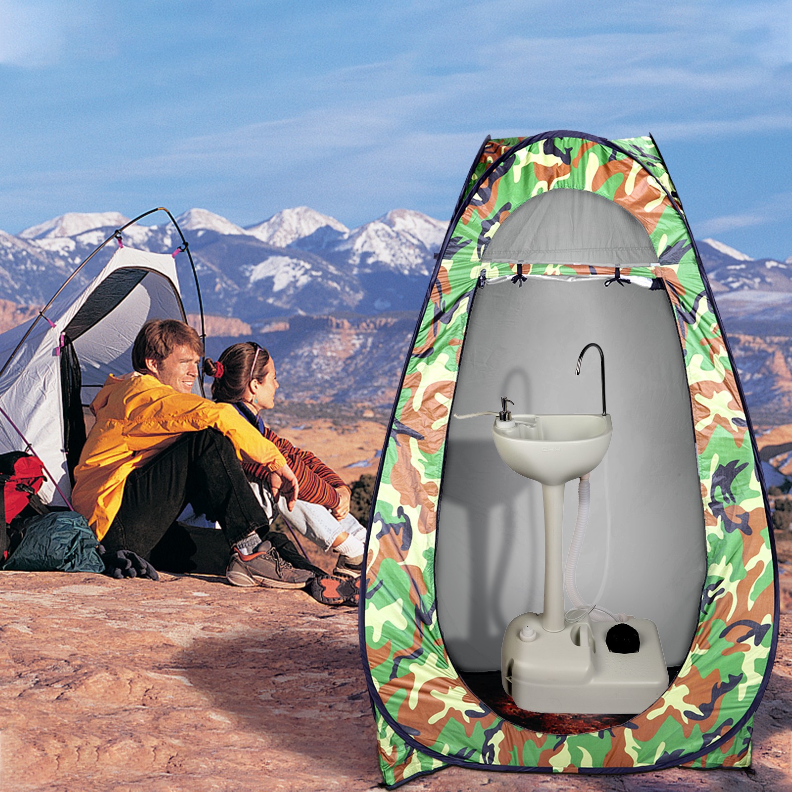 Portable Camping Sink Water Tank Wash Basin for Hiking RV Barber Kitchen Indoor