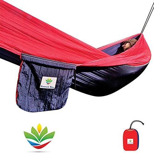 Single – Camping Hammock – Camping Essentials, Portable Hammock – Navy / Red
