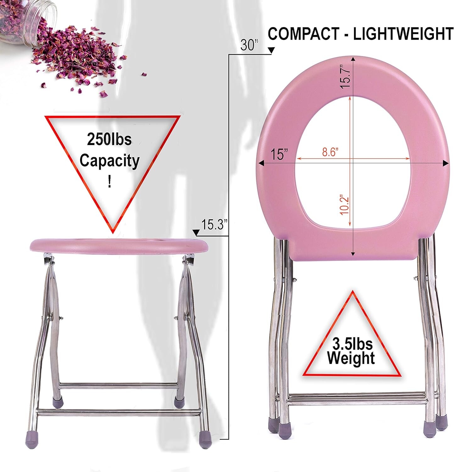 Folding Toilet Camping Toilet 150kg Seat Height 39cm Camping Toilet Pink / Pink