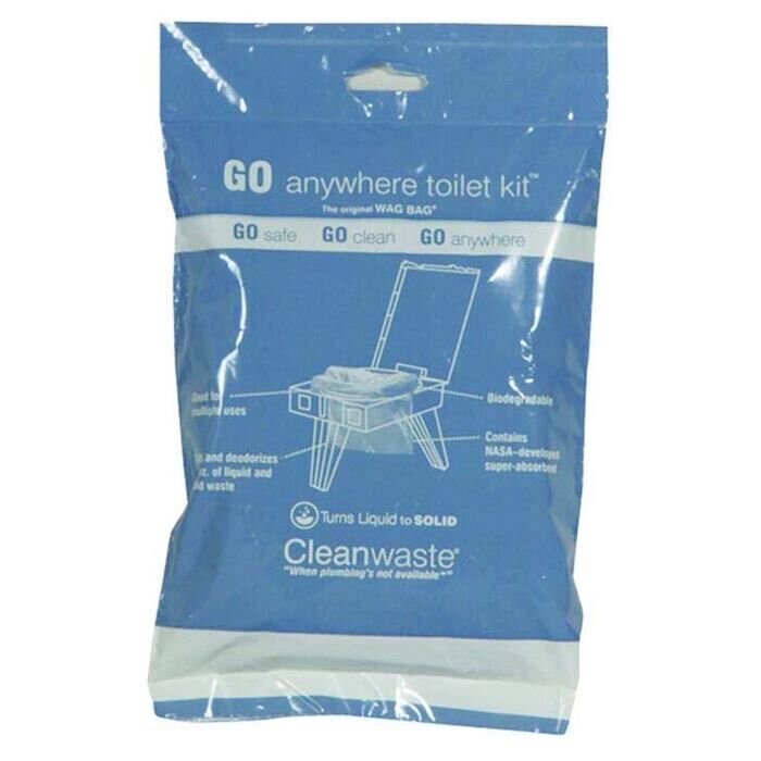 Cleanwaste Go Anywhere Toilet Kit One Hundred (100) Count. Camping 