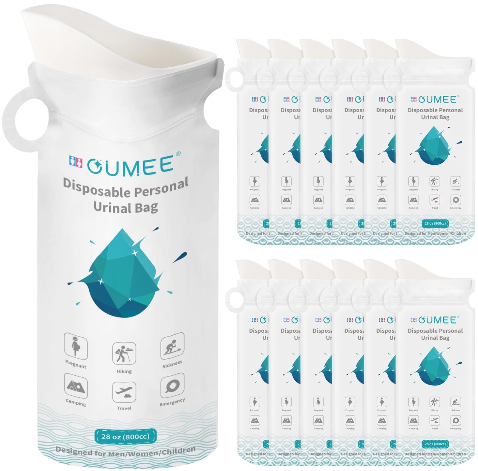 800ML Disposable Urinal Bags, 8/12/20/23/28 Pcs Camping Pee Bags Unisex Urine…