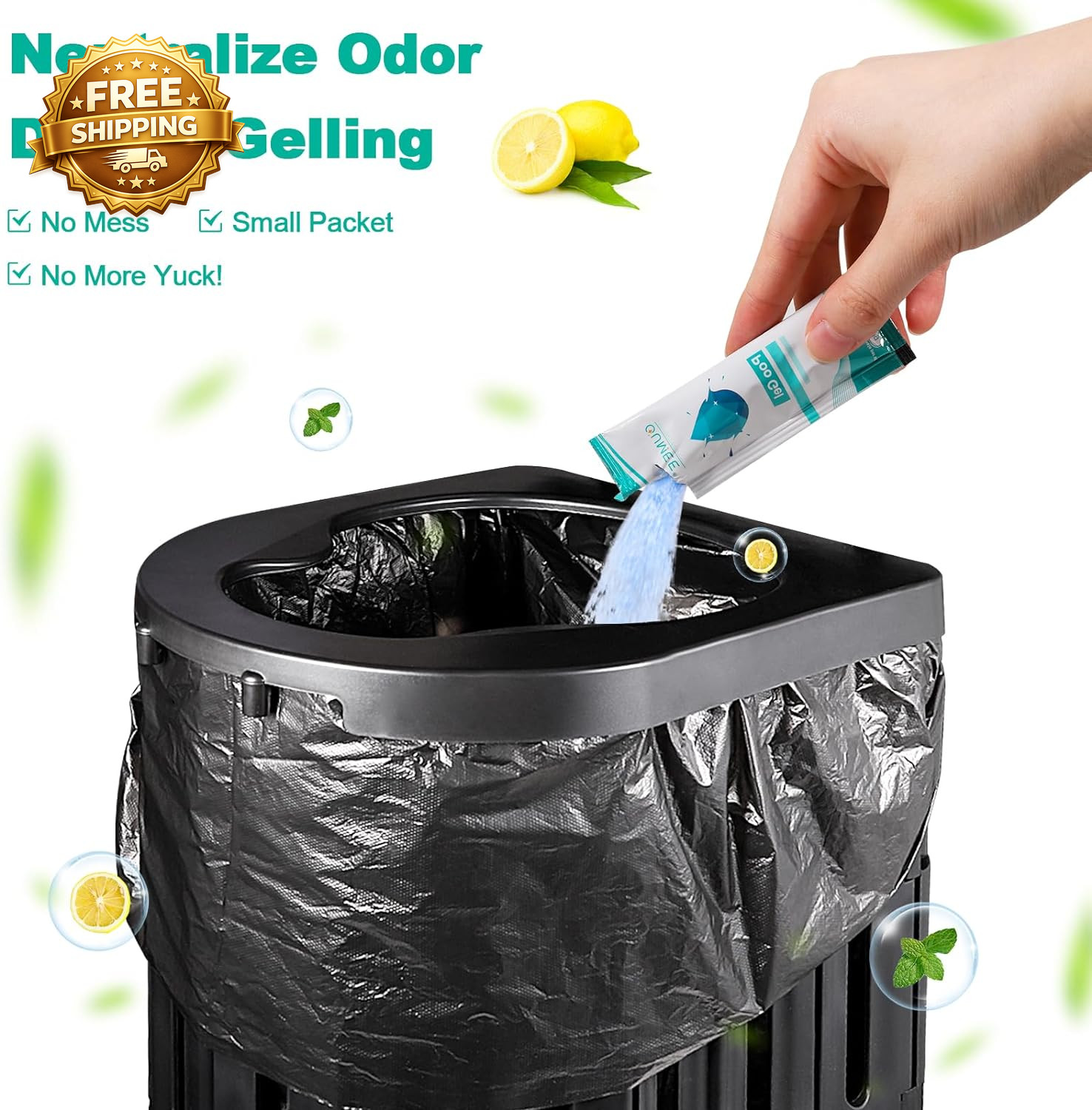 30 Pack Lemon Portable Toilet Gel Poo Gel for Potty Camping Toilet Powder Bucket