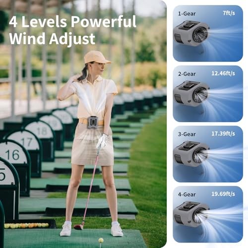 Socool Portable Waist Fan Clip on Wearable Belt Rechargeable 5000mAh Gray