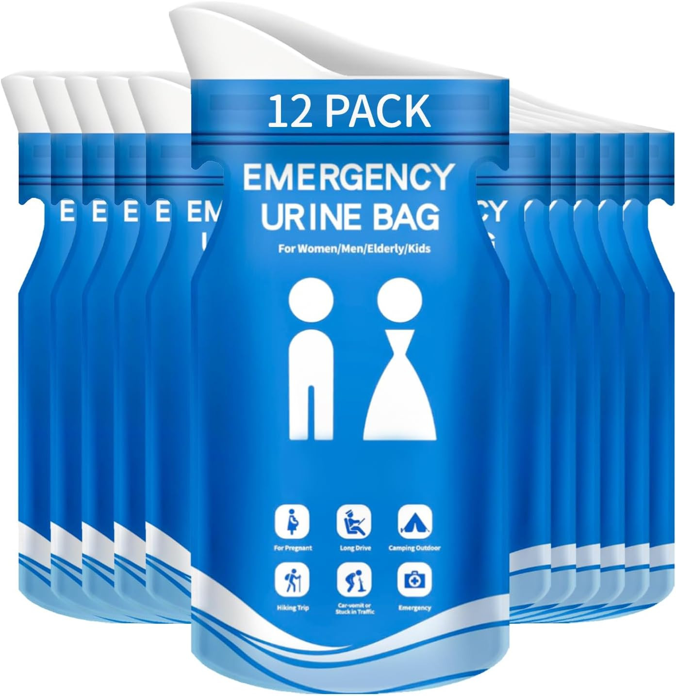 900CC Disposable Urine Bag, 12 PCS Emergency Portable Urinal Bags for Men/Wom…