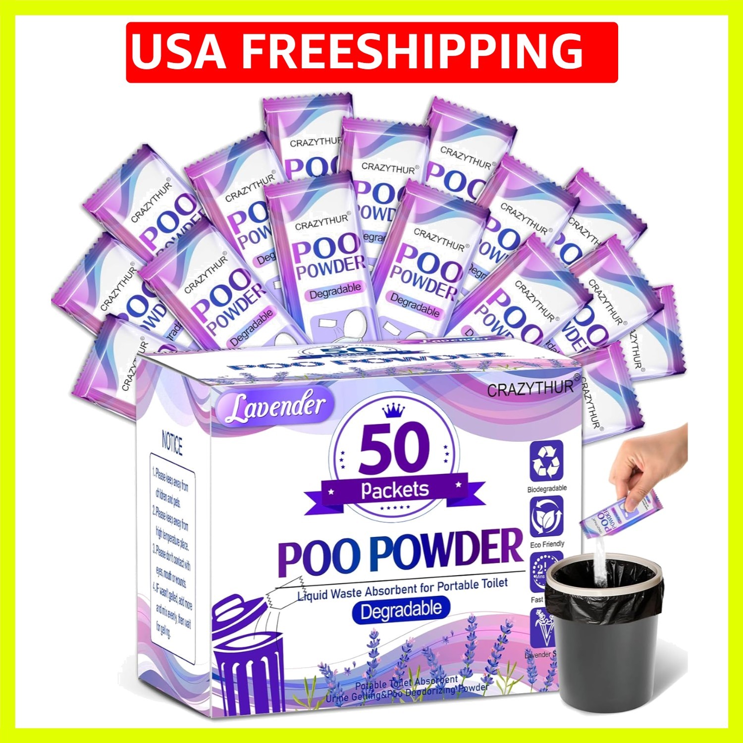 Portable Toilet Gel, Poo Powder for Portable Toilet, Camping Toilet Gel, Pee …
