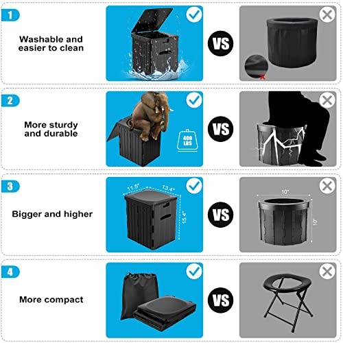 Foldable Camping Toilet XL 15.4H with Detachable Phone Shelf