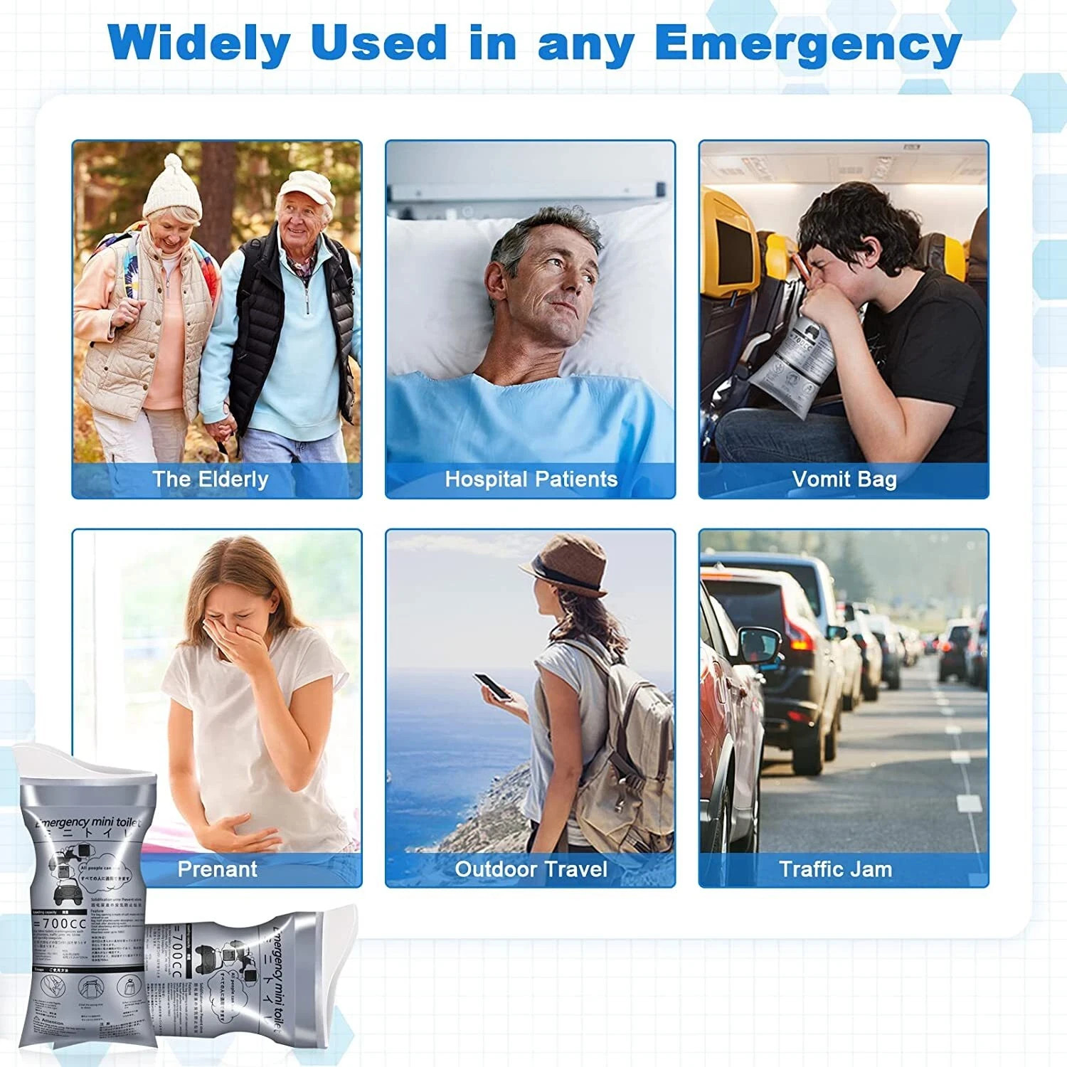 50 PCS Disposable Emergency Urinal Vomit Bag Portable Camping Travel Pee Bags