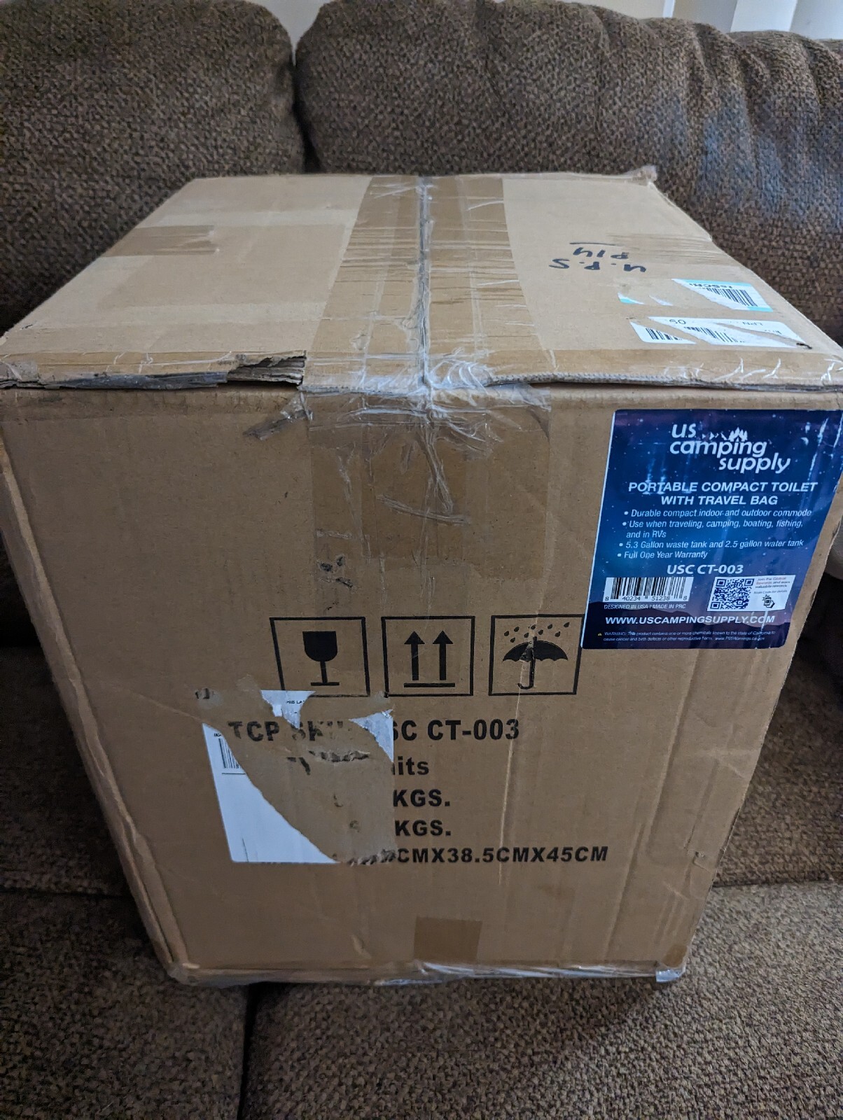 U.S. Camping Supply Portable Toilet with Carry Bag, 5.3 Gallon Waste Tank – Comp