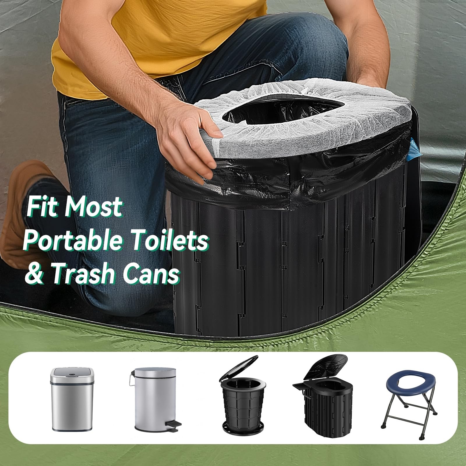 Portable Toilet Bags – 2 Mil Thickened Camping Toilet Bags, Drawstring Travel…