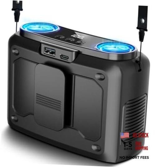 20000mAh Portable Fan,True High Speed Dual Motors with 200% Powerful Black
