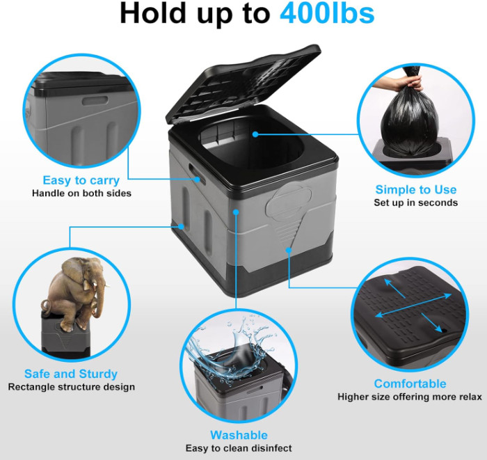 Portable Toilet Camping Toilets for Car Indoor Outdoor Commode Foldable Travel P
