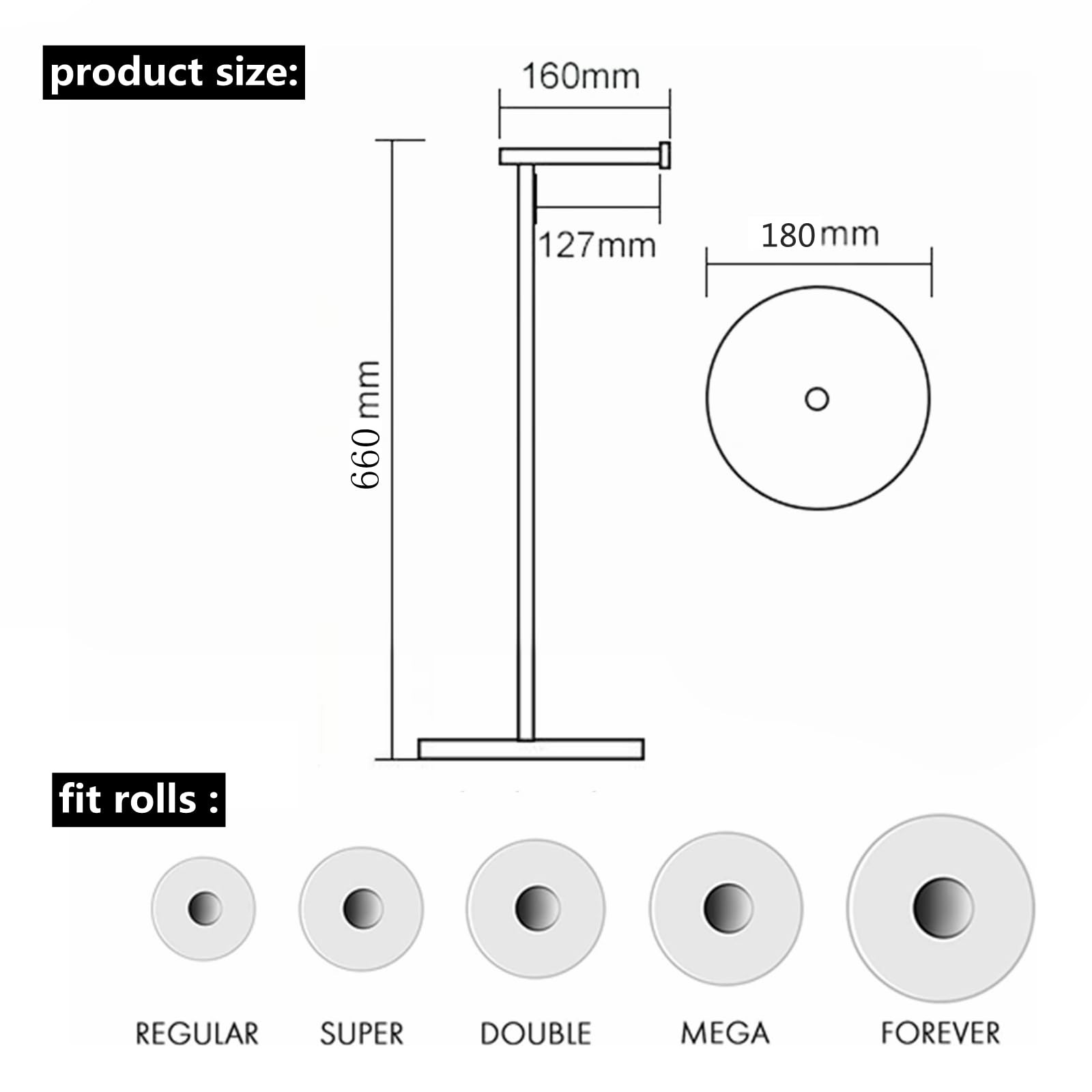 Toilet Paper Holder Free Standing with Natural Marble Base, 26″ Height Floor Fre