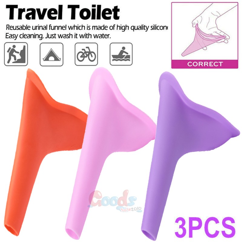 3PCS Portable Female Girls Urinal Funnel Camping Travel Toilet Stand Pee Device