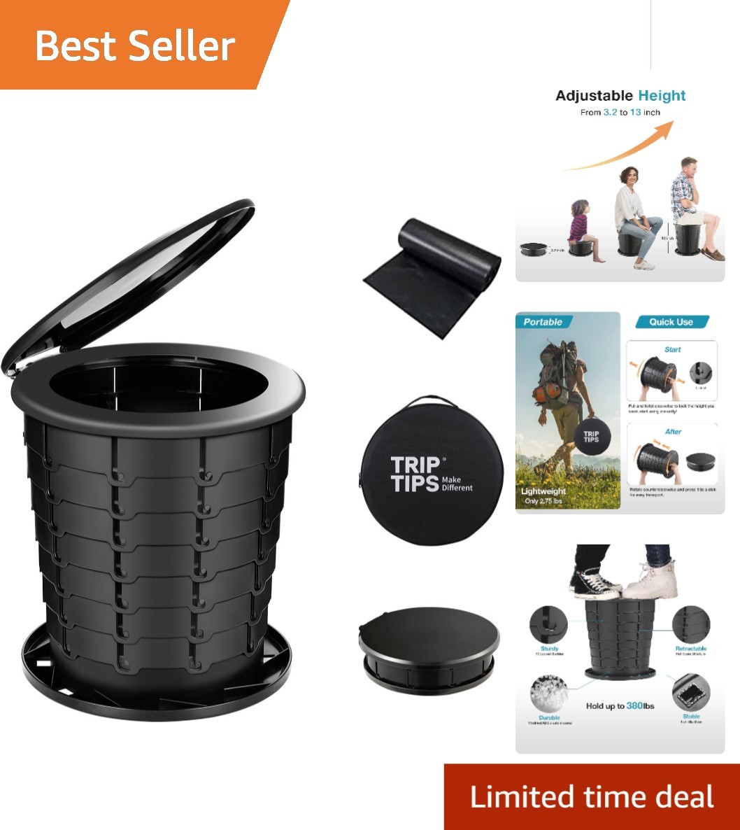 Adjustable Height Portable Toilet for Camping – Travel Essential for Everyone