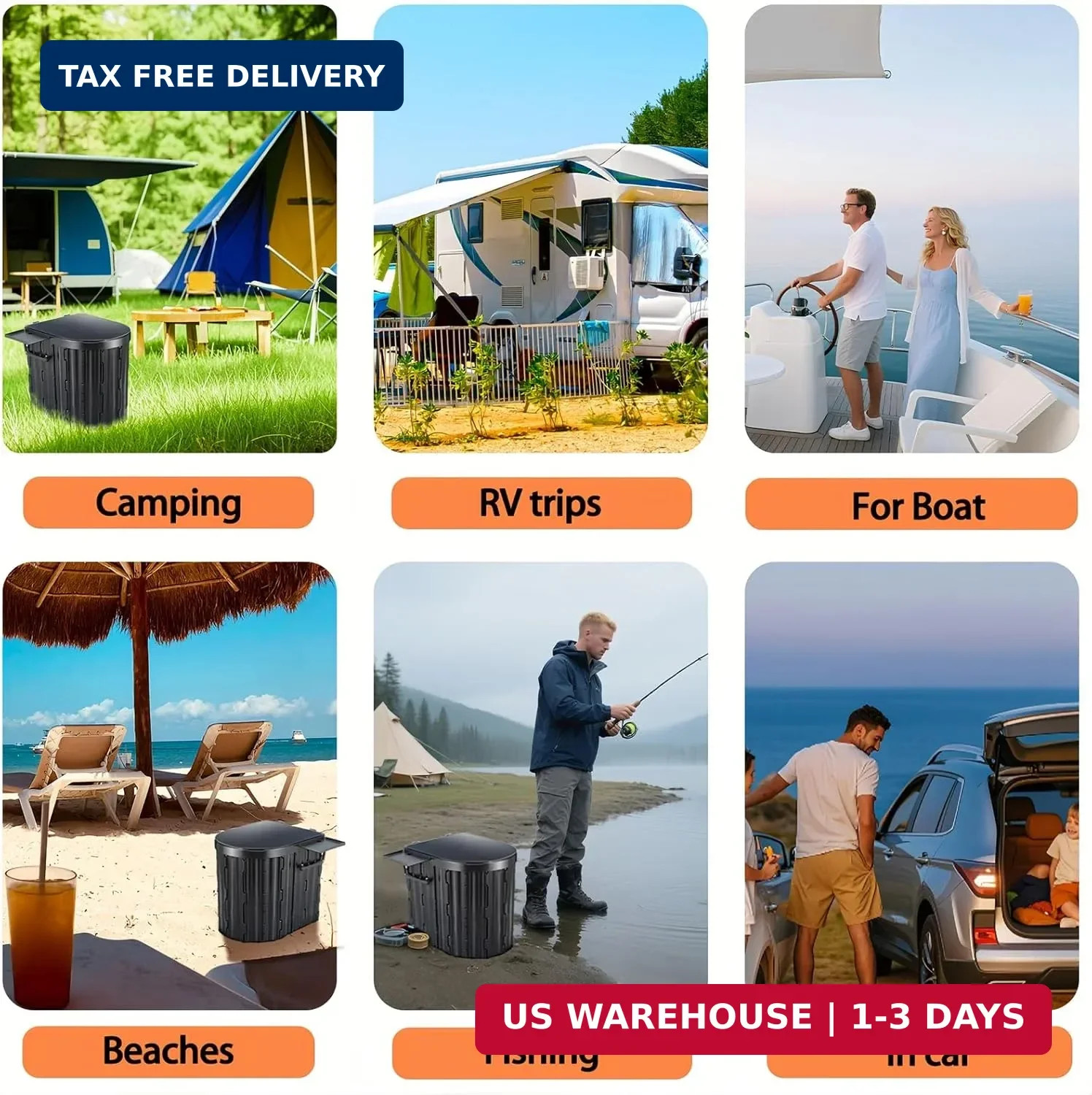 UOPBYEA Portable Camping Toilet for Adults With Urine Gel & Leak-Proof Bags | Wa