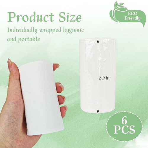 Portable Pack Travel Toilet Paper Rolls, Individually Wrapped for 6 White