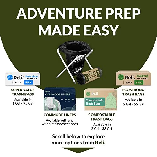 Portable Camping Toilet Bags, 8 Gallon Biodegradable Toilet Waste Bag