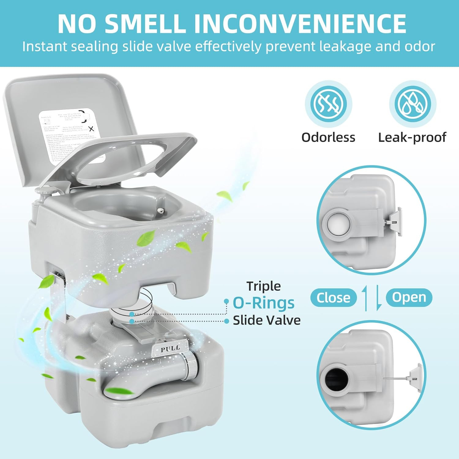 Portable Toilet for Camping, RV Toilet with 5.3 Gal Waste Tank & 3.2 Gal Flush T