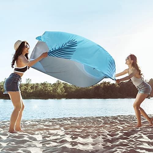 Extra Large Waterproof Sandproof Beach Mat for 6-8 Adults, 128″x108″ Sunset