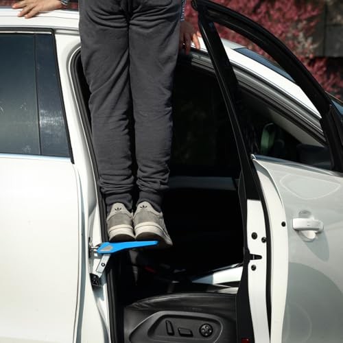 Folding Car Door Step Vehicle Pedal Ladder for Roof Access, Universal Blue