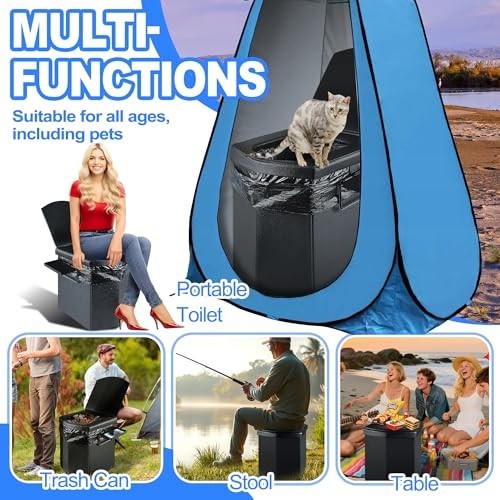 Portable Camping Toilet for Adults, 16.5” Folding Travel Potty with Lid & Carry
