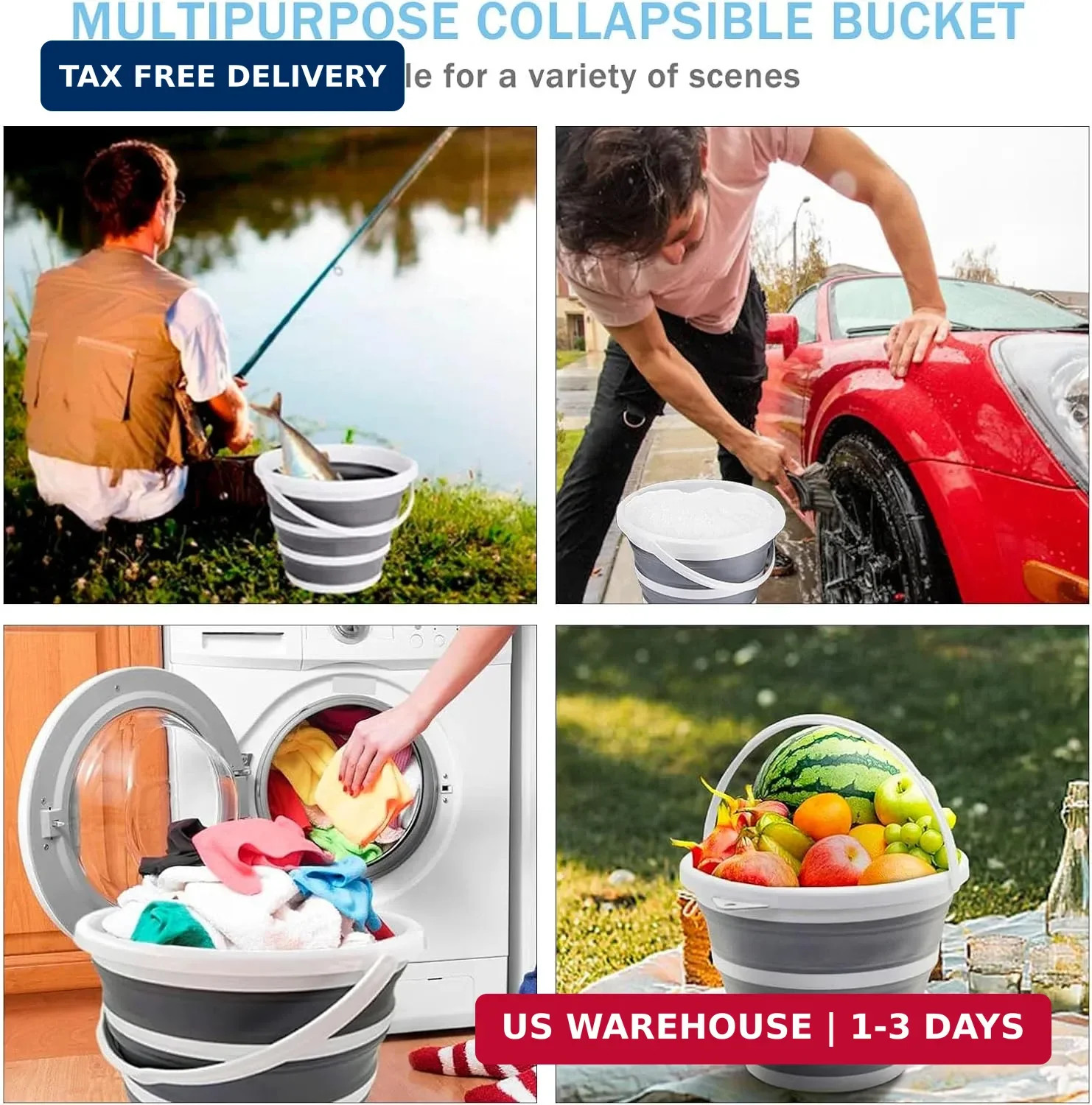 2-Pack Collapsible Buckets – 2.6 Gallon (10L) Large Capacity, Essential for RV,