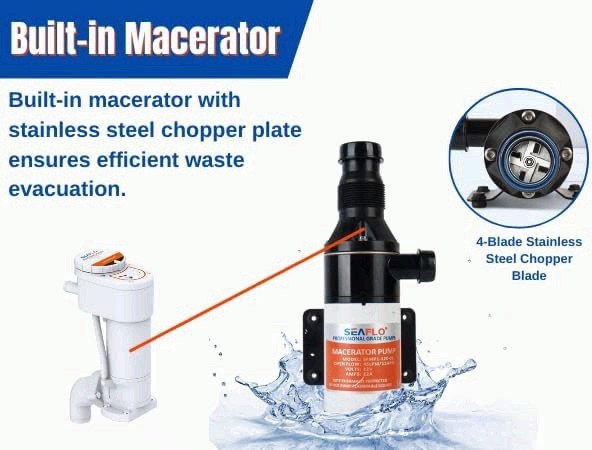 SEAFLO Manual to Electric Marine Toilet Conversion Kit 24V