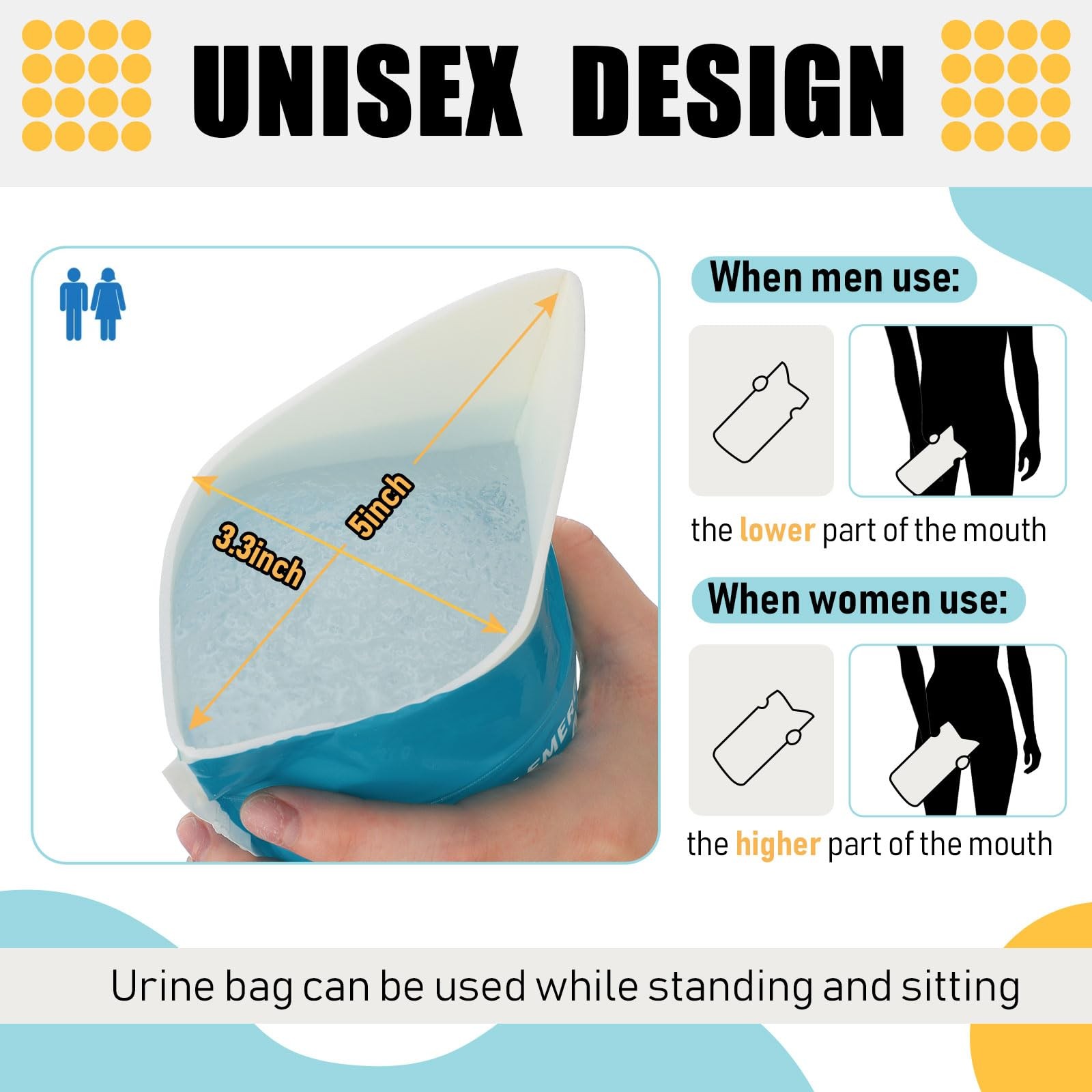 Nuogo 100 Pcs Disposable Urine Bag 800cc Portable Emergency Pee Bags for Men …