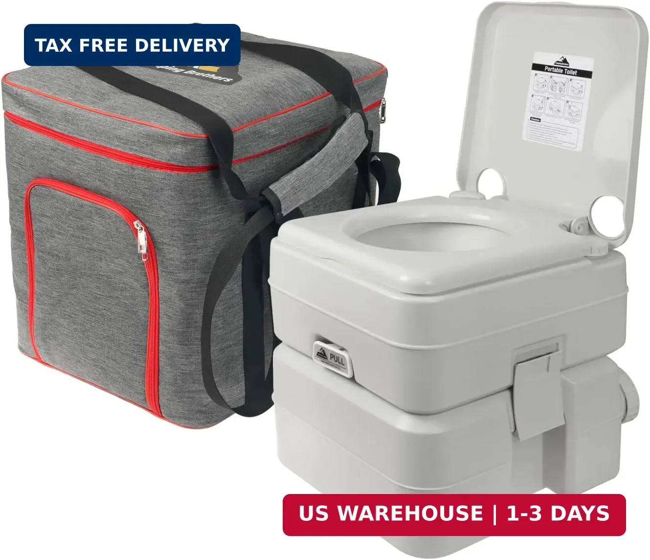 5.3 Gallon Portable Camping Toilet for Adults with Carry Bag – Extra Large Porta