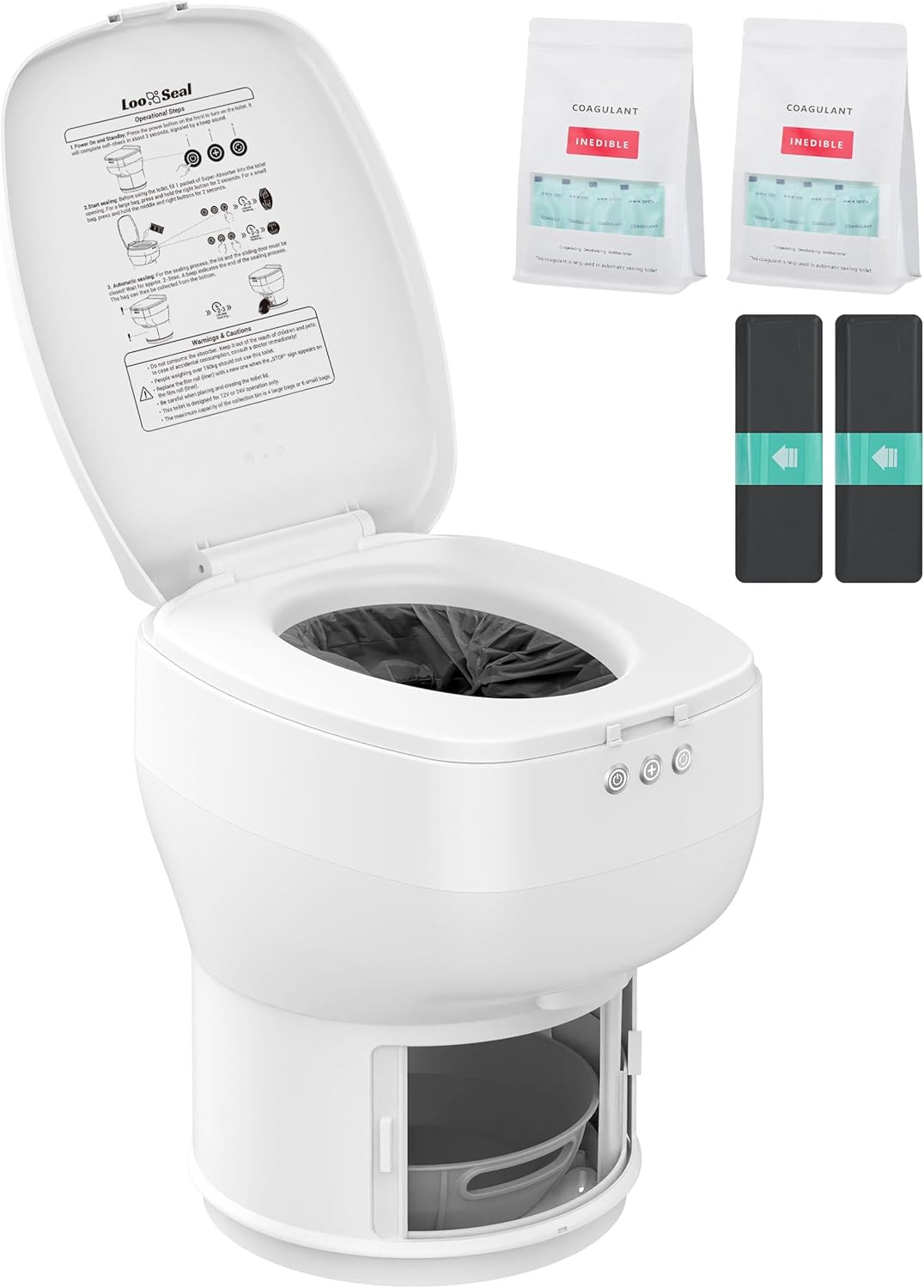 Waterless RV Toilet – Loo Seal R1808, Rechargeable & Easy to Use