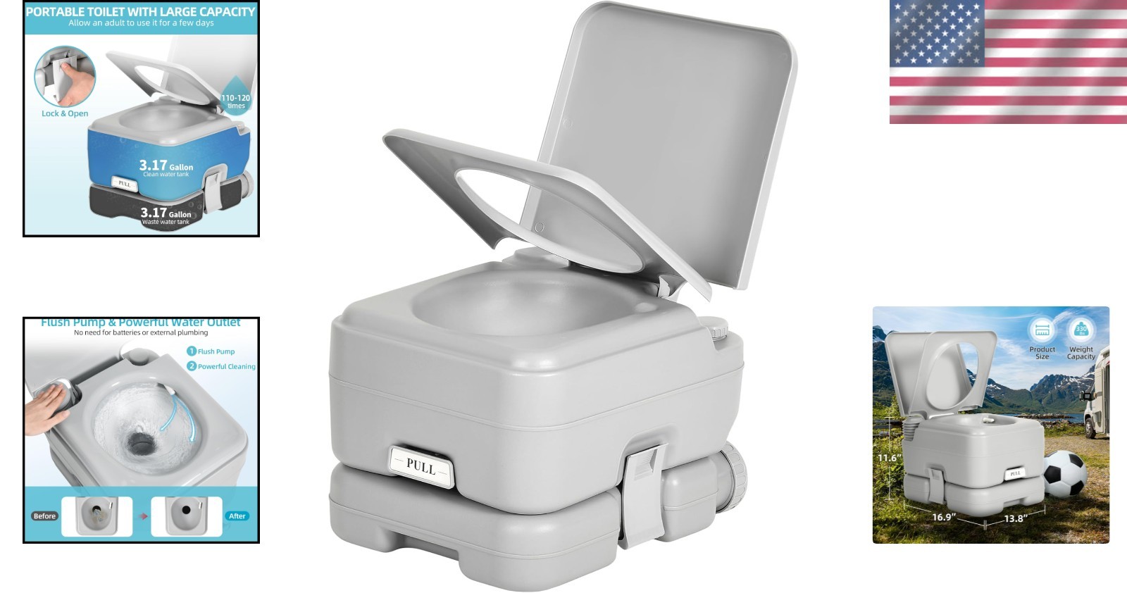 Multi-Purpose Portable Toilet with Press Pump – Ideal for Travel, Camping & More
