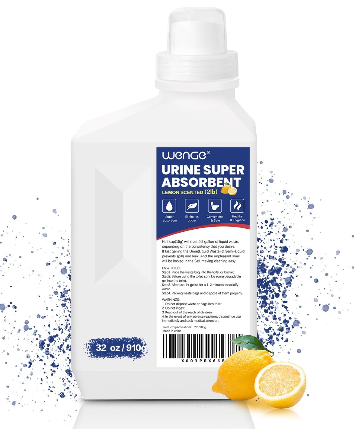 Wenge Urine Super Absorbent, Solidifier – 180 Use Lemon Scent Pre Pee Powder…