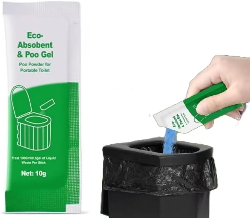 Portable Toilet Bags Poo Gel Set, 8 Gallon Heavy Duty Leak-Proof Compostable …