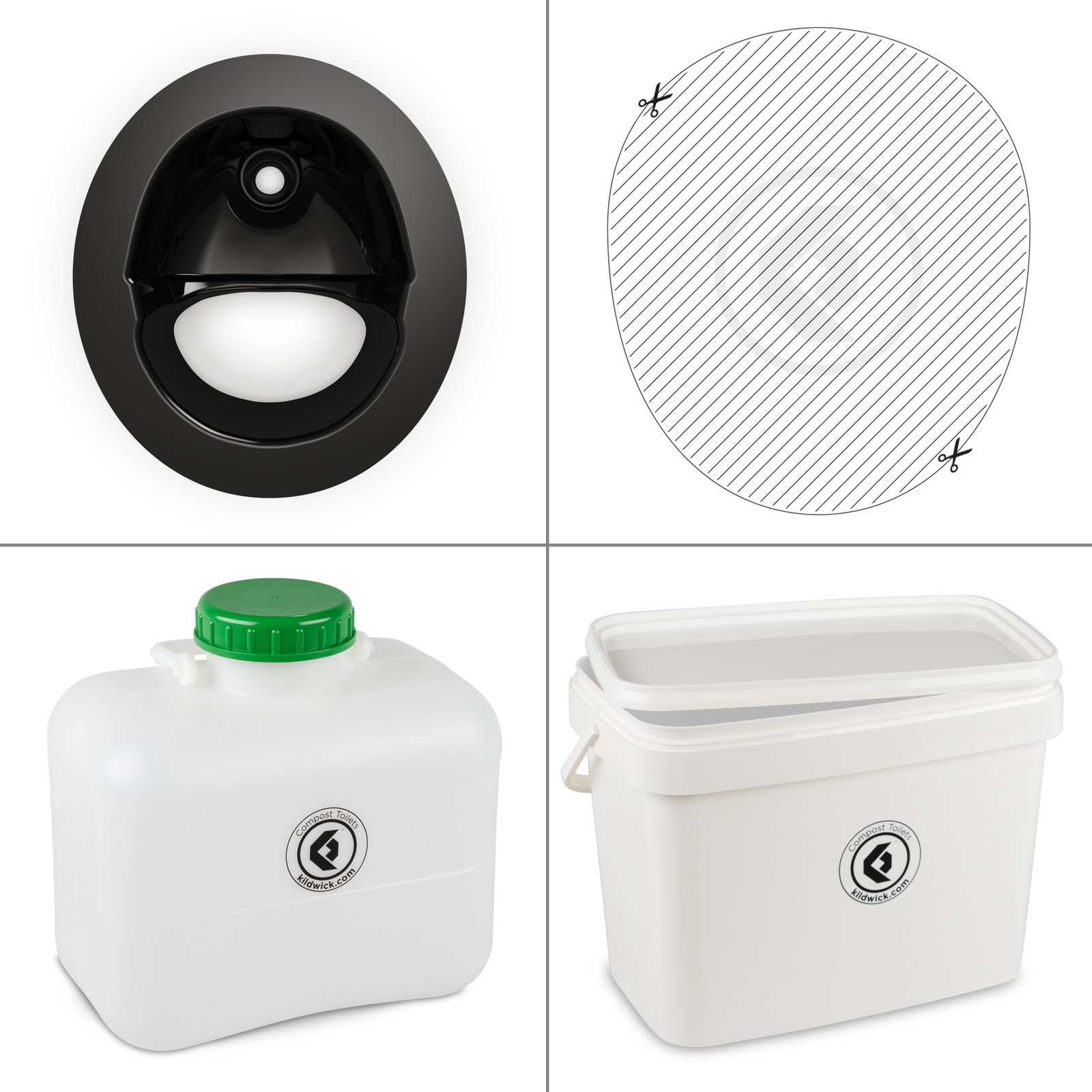 Kildwick FreeLoo Kit Size L Black – Composting Toilet Separating Toilet Camping