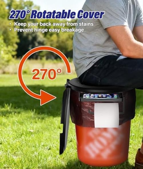 Bucket Toilet Seat 2025 Upgraded, 5 Gallon Bucket Toilet for Camping and