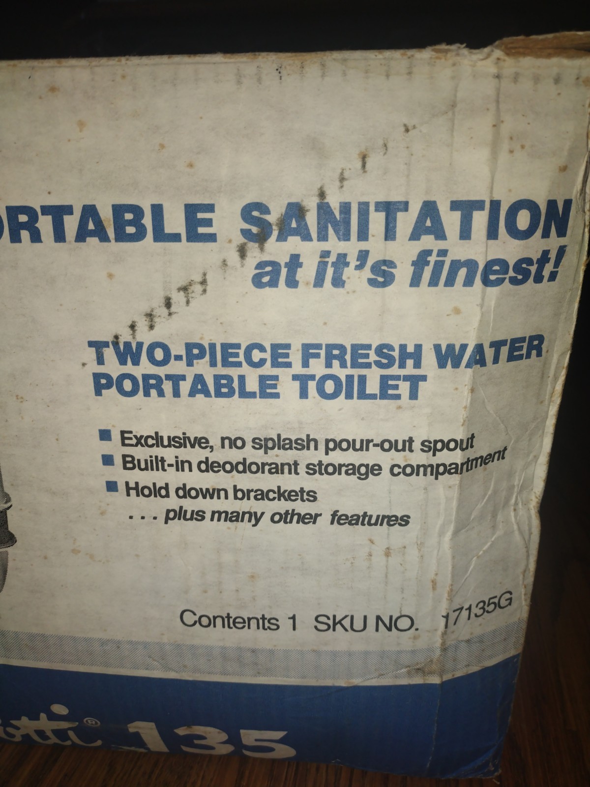 PORTA POTTI 135 THETFORD NEW FRESH WATER PORTABLE TOILET NEW
