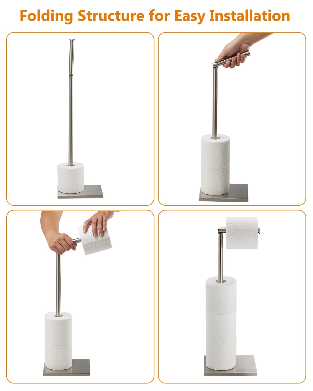 Toilet Paper Holder Stand, Free Standing Toilet Paper Roll Holder with Reserve f