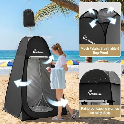 Wolfwise Pop Up Changing Tent Pro for Camping, Portable Shower Tents with Rem…