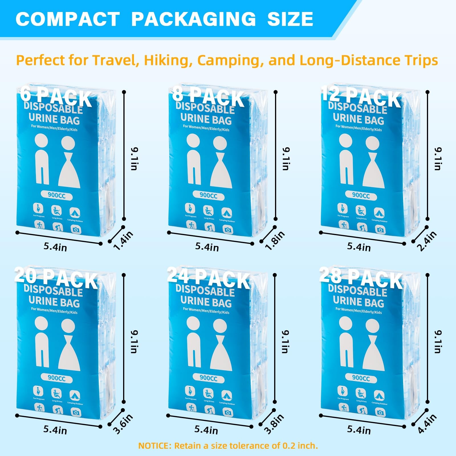 Disposable Urine Bag for Travel 900ML Portable Pee Bags for Women Men 24 PCS…