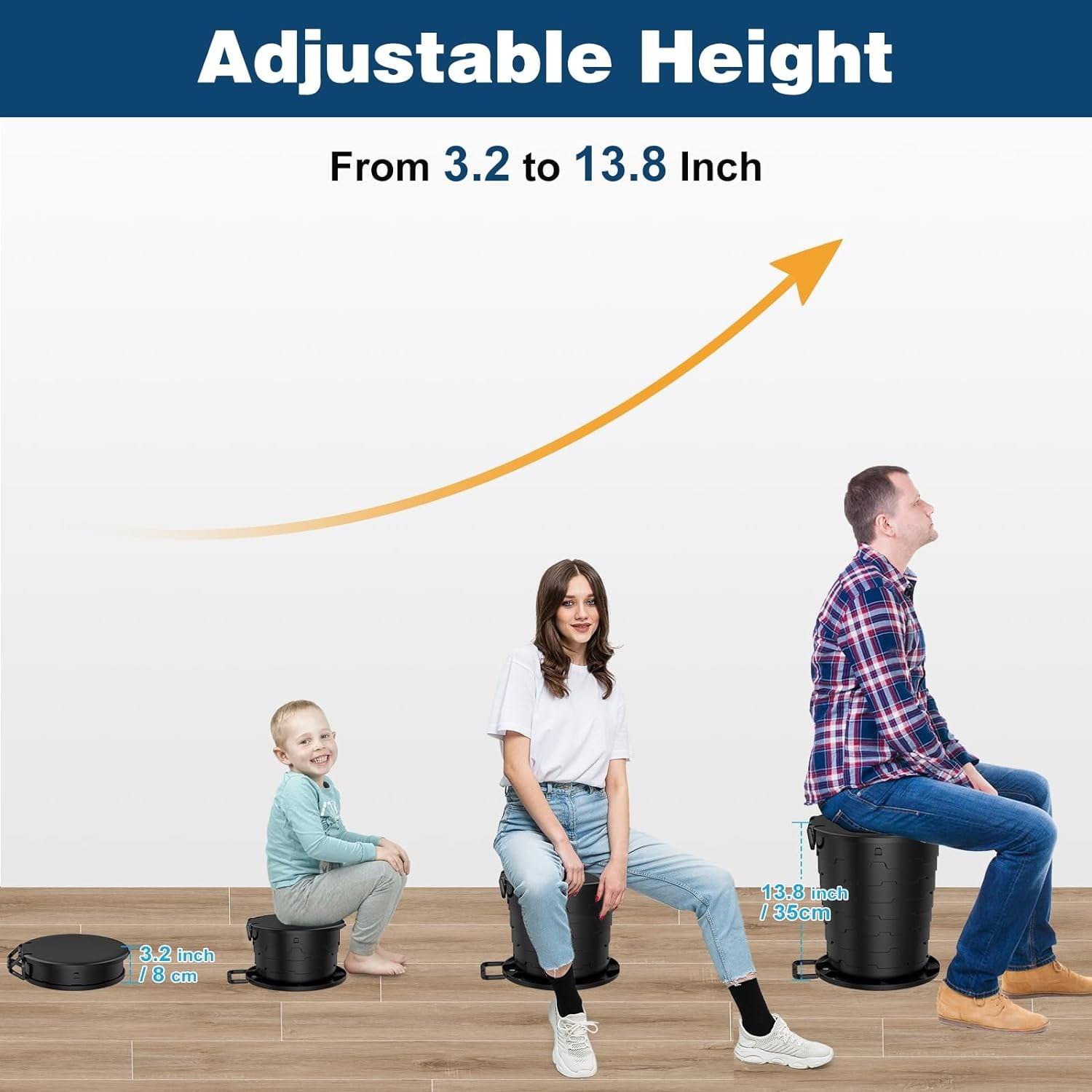 Wadeo Portable Toilet with Toilet Paper Holder, Adjustable Height, Foldable for