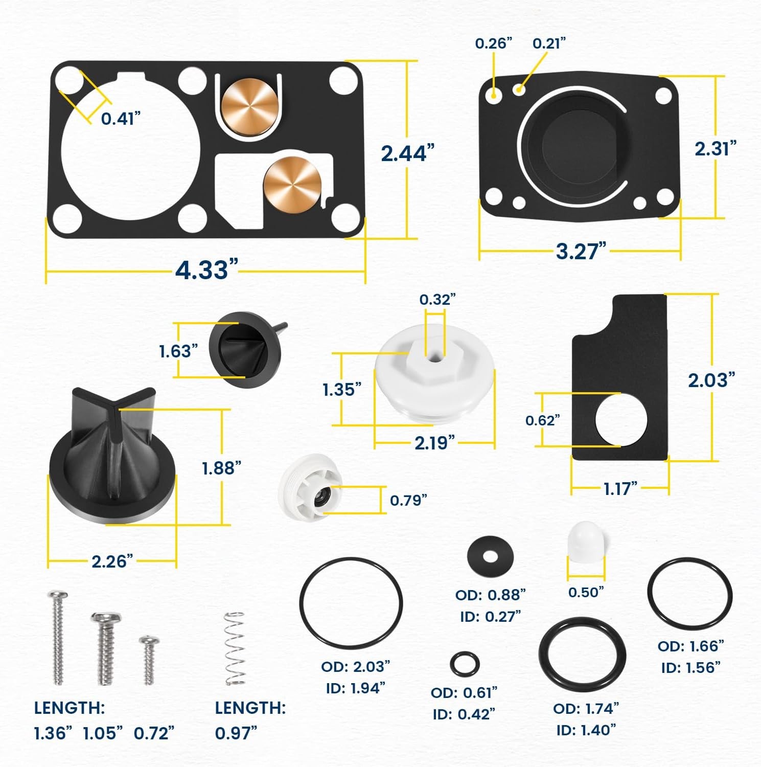 for Jabsco 29045-2000 Marine Manual Toilet Service Kit Fit for Toilet 1998-2007