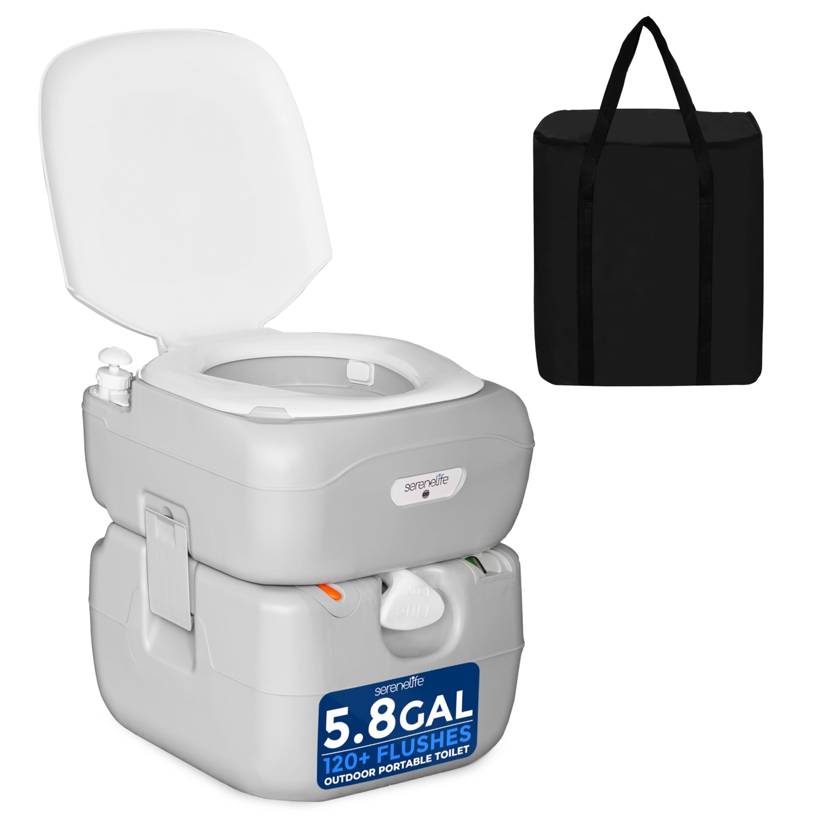 Serenelife 5.8 Gal Portable Toilet For Adults Leak-Proof Camping Toilet