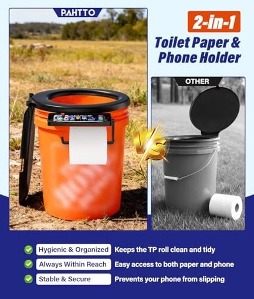 Bucket Toilet Seat 2025 Upgraded, 5 Gallon Bucket Toilet for Camping and