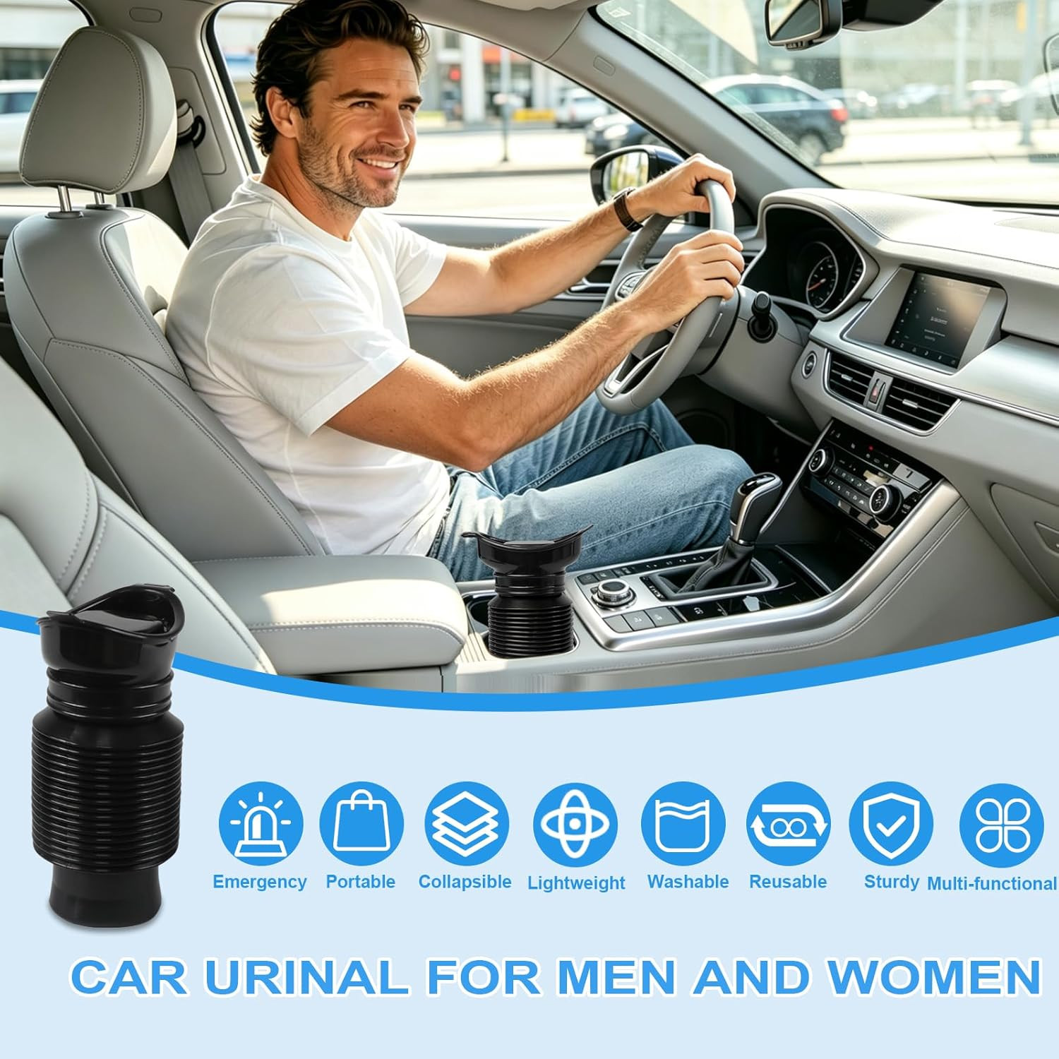 Pee Bottles for Men, Portable Urinal for Men, Collapsible Urine Bottle 750ML, Ca